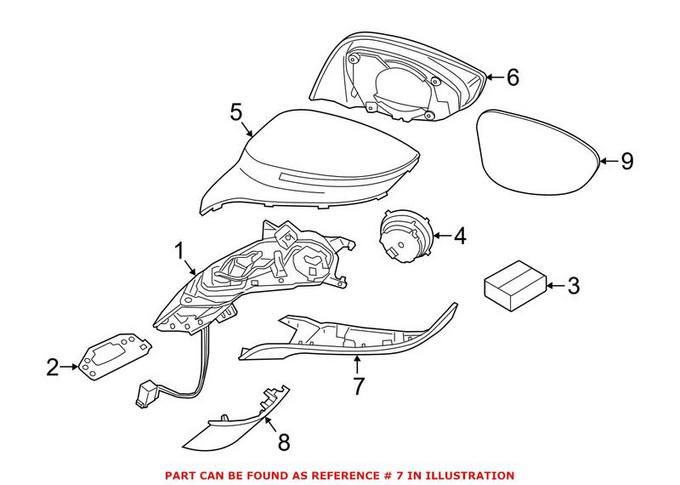 BMW Door Mirror Cover = Front Driver Side Lower 51167393269